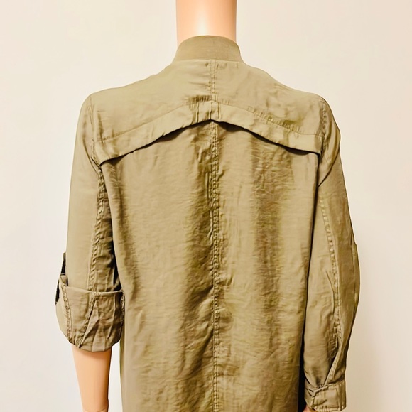 Among Equals Army Green Buttoned & Zipper Closure, Roll Up Sleeve Dress Size 10 - Picture 7 of 9